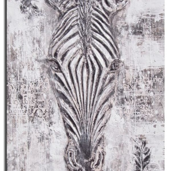Handgeschilderde Olieverf schilderij Zebra 120x180cm
