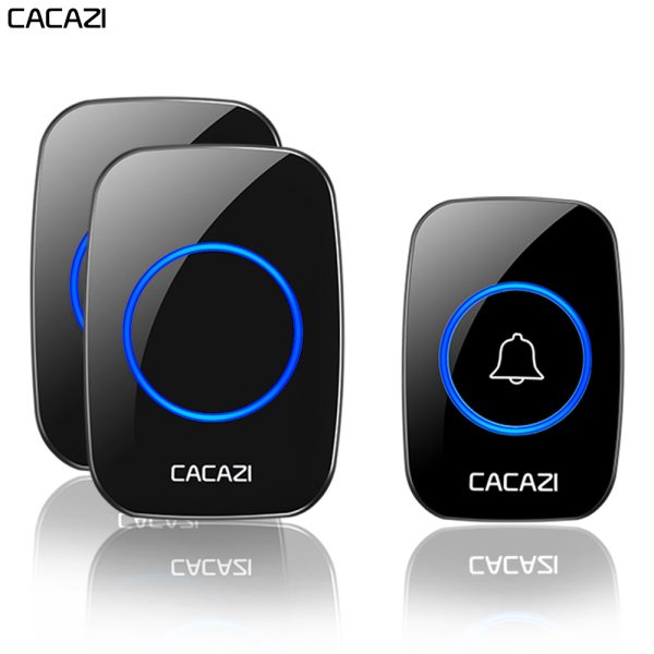 CACAZI Smart Draadloze Deurbel Waterdicht 300M Remote 60 Chimes EU plug Home LED Light Ring bell 1 2 knop 1 2 ontvanger